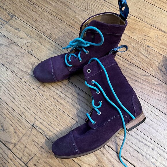 Fluevog Purple Suede Radio Boots Size 7 - Picture 1 of 16
